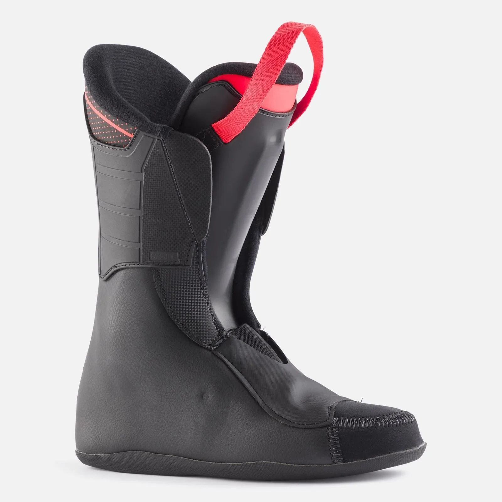 Detailaufnahme vom Innenschuh des Ski-Rennschuhs Hero World Cup 70 SC in Schwarz mit roter Schlaufe.