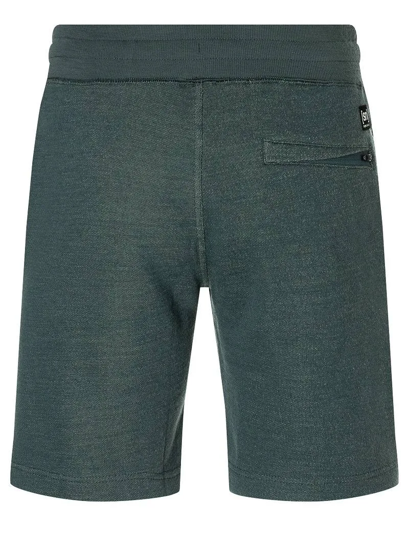 Primo piano del retro dei pantaloncini da uomo Super.Natural in maglia Urban Chic, con tasca posteriore con zip.