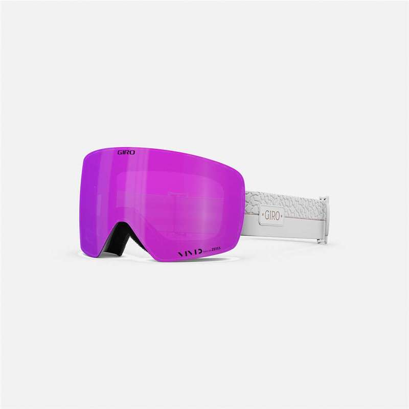 Giro Contour RS W Vivid Goggle en White Craze avec lentille violette, vue de face.