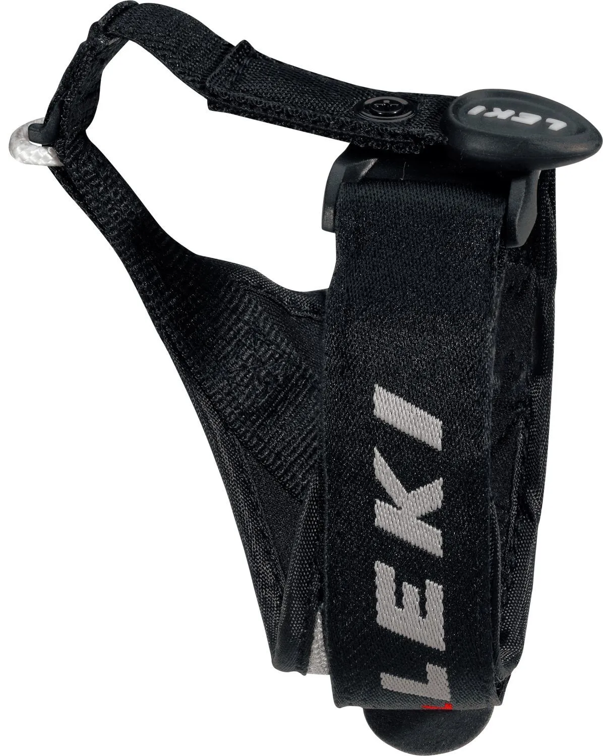 Schwarze Leki TR-S Vario Schlaufe mit Klettband und Logo-Aufdruck. Die Grösse ist M-L-XL.