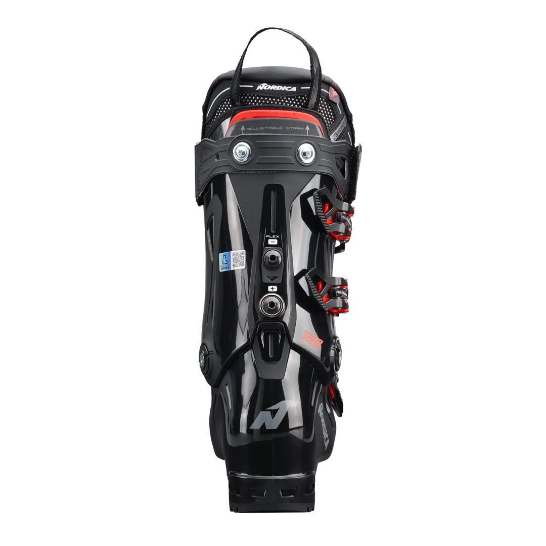 Scarpone da sci Speedmachine 3 130 GW nero da dietro, dettagli: accento rosso, fibbie.
