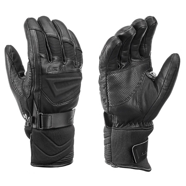 Zwei schwarze Leki Griffin S Handschuhe mit Trigger S System, von vorne und hinten.