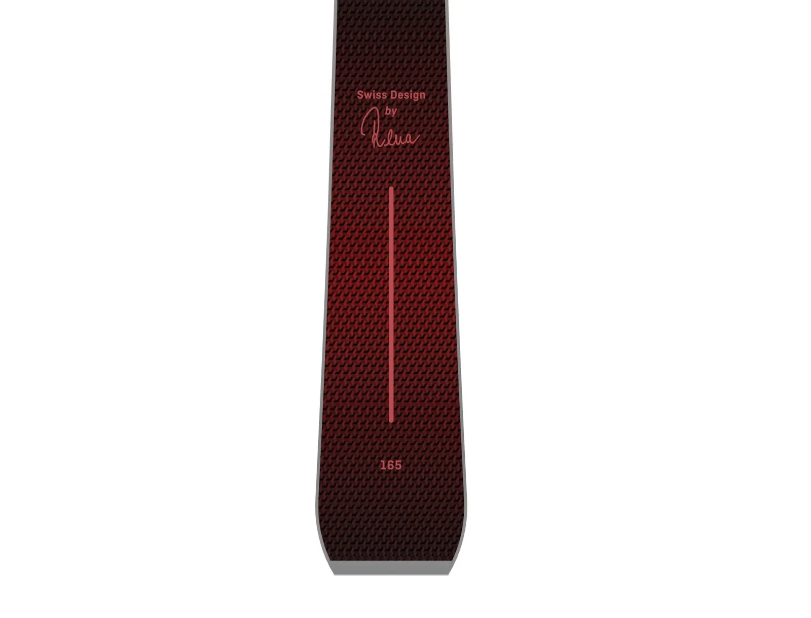 Detailed view of the RED SL LTD ski with red pattern, lettering and a red vertical line.