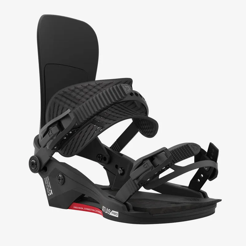 Black Union Atlas Pro snowboard binding with high back, heel and toe straps.