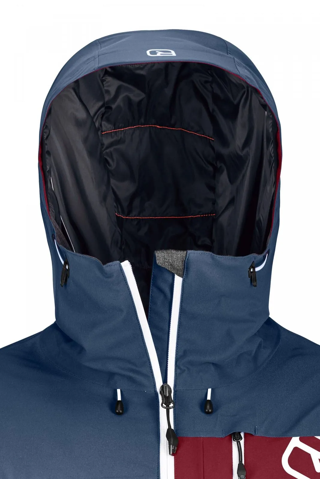 Close-up of the Andermatt Jacket M in Black Steel with hood and zipper at the top.