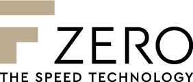 F ZERO Logo Logo "F ZERO" mit dem Slogan "THE SPEED TECHNOLOGY". "F" ist stilisiert und teils goldfarben.