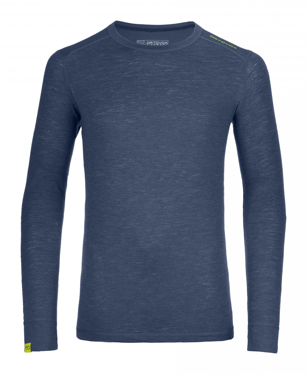 Dunkelblaues Ortovox 105 Merino Ultra Longsleeve für Herren, Frontansicht.
