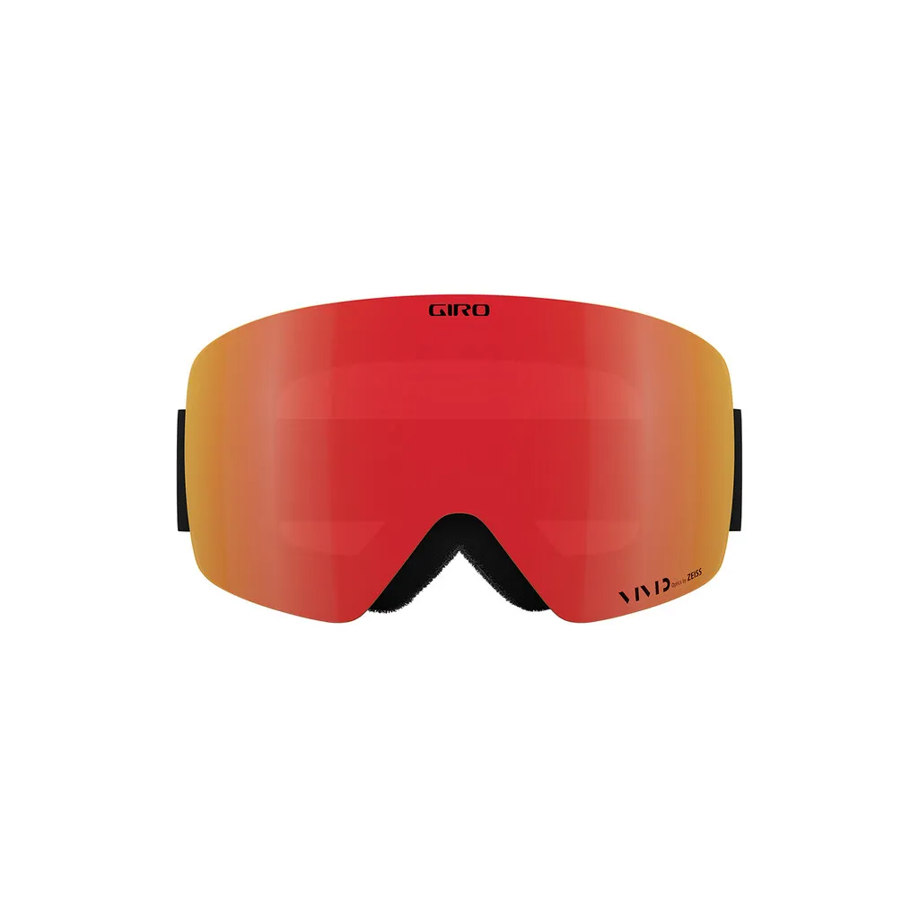Vista dettagliata della maschera Giro Contour Vivid con lenti rosse a specchio e montatura nera.