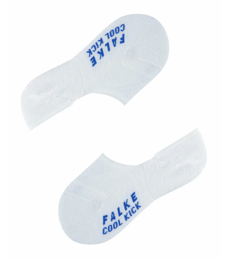 Zwei weiße Falke Cool Kick Kinder Füßlinge mit blauem Schriftzug auf weißem Hintergrund.