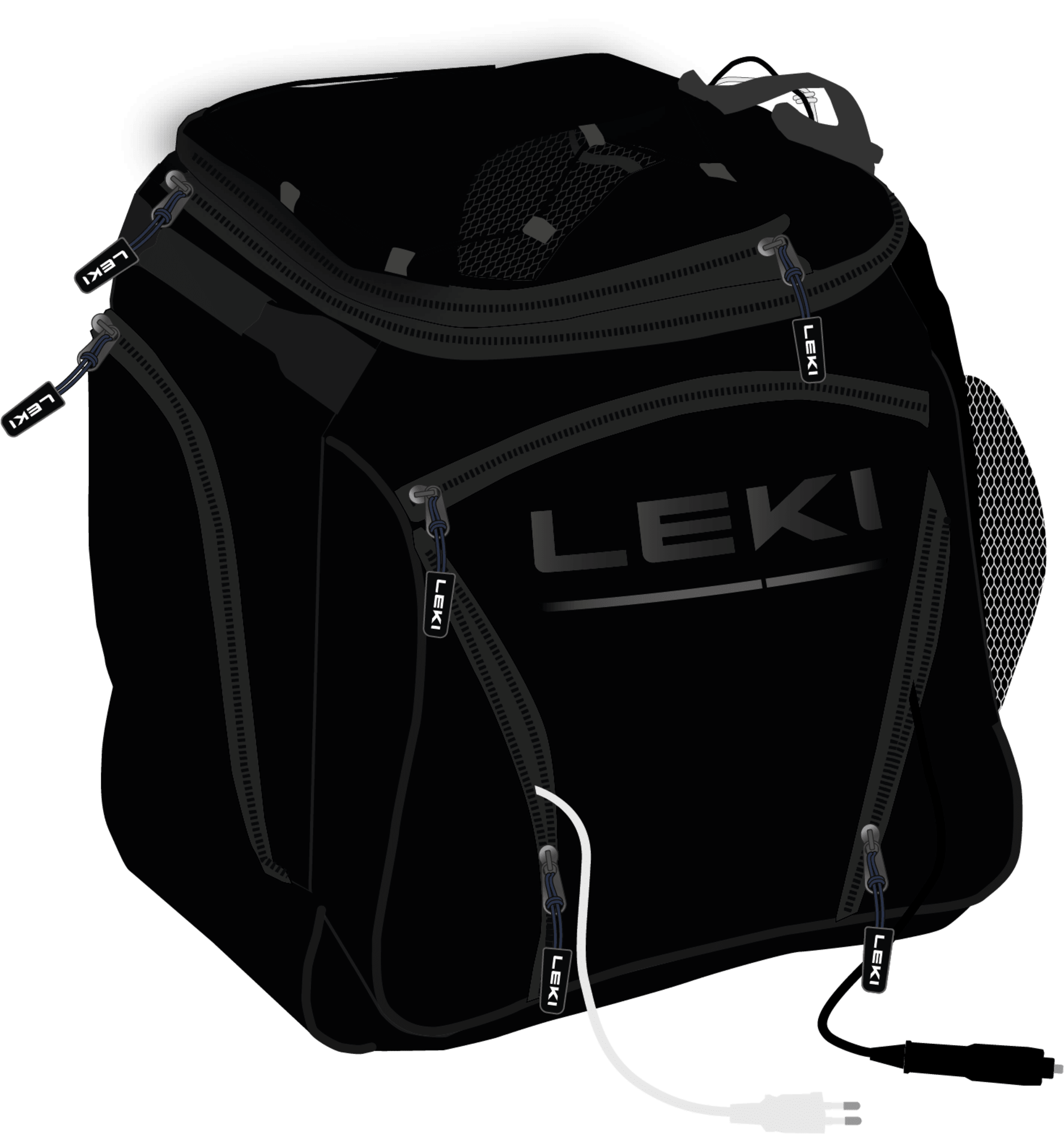 Black Leki Bootbag Black Leki Bootbag Hot bag with zippers, cable and Leki logo.