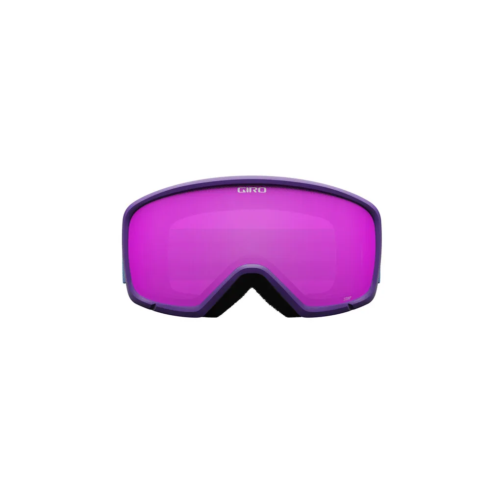 Lila Giro Stomp Flash Skibrille mit rosa linse, frontal aufgenommen.