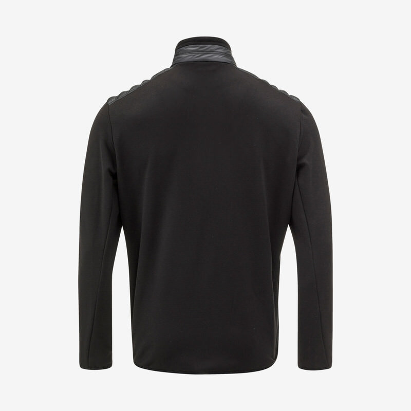 Rückansicht der schwarzen Dolomiti Jacke für Herren mit Stehkragen und Ärmeln.