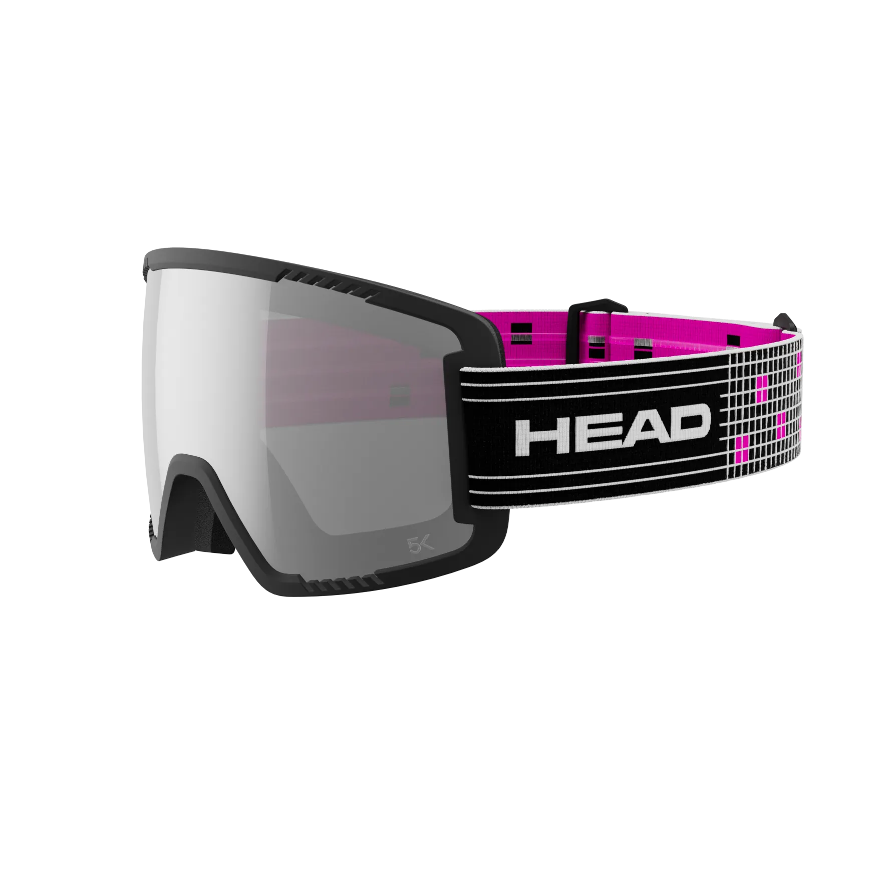 Red Head CONTEX PRO 5K RACE VIS ski goggles with gray tinted lens and pink and black strap.