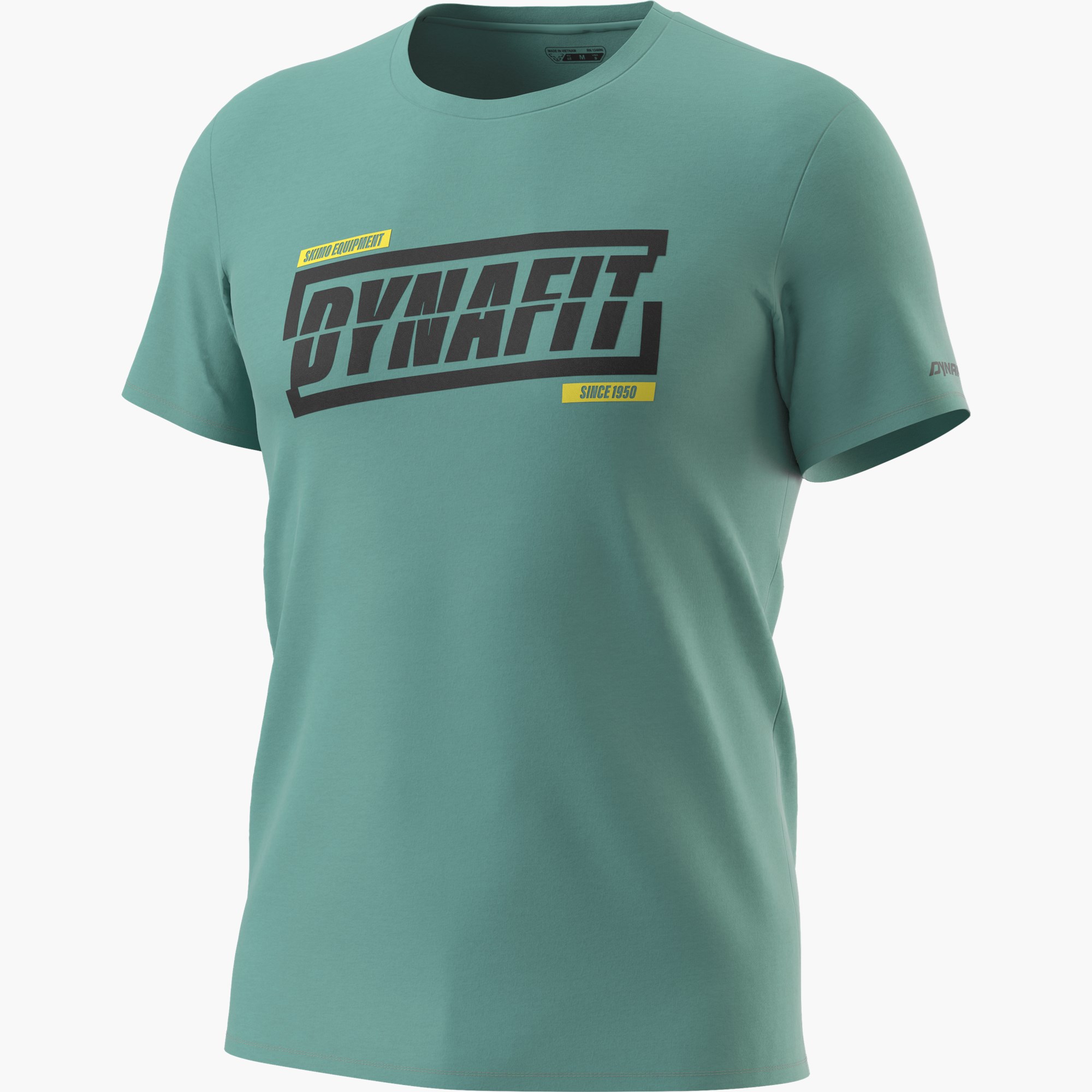 Dynafit T-shirt graphique T-shirt de couleur atlantique Dynafit Graphic Cotton avec le logo noir Dynafit et des accents jaunes.