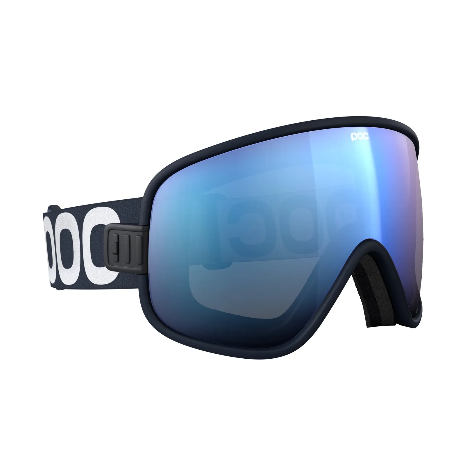 Lunettes de ski Vitrea Apatite Navy avec lentille Partly Sunny Blue de POC, vue latérale.