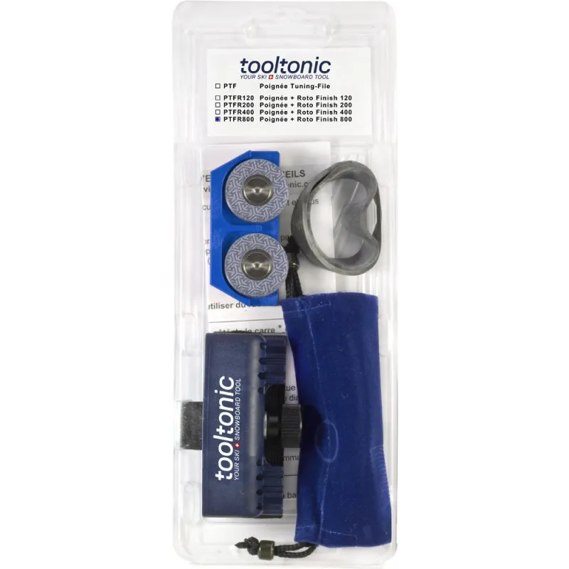 Packaged Tooltonic Roto Finish Set RF800 with handle, sanding discs, dust bag and instructions.