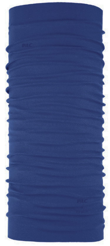 Ein royalblaues, gerafftes Schlauchtuch (Tube) ist hochkant ausgerichtet.