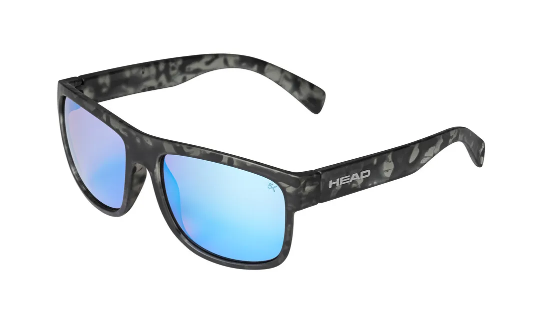 Head 5K sunglasses, army gray frame, blue lenses. Temples with brand logo.