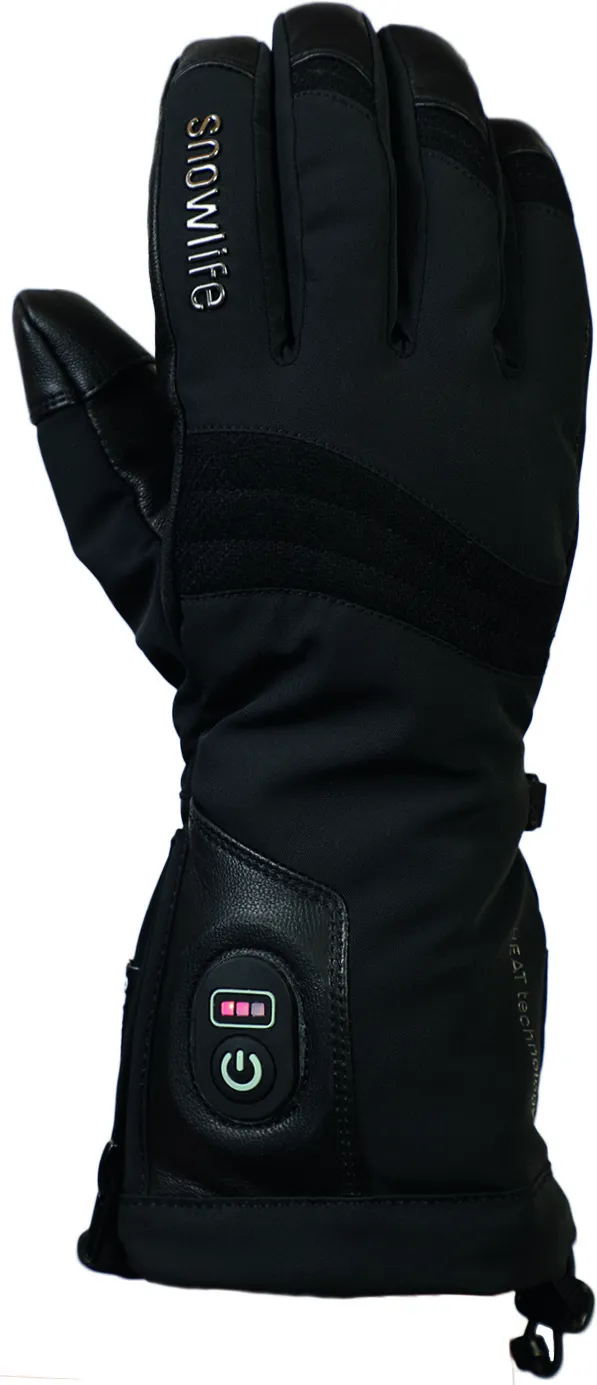 Schwarzer Snowlife Heat DT Glove mit Heizknopf und Akkustandanzeige.