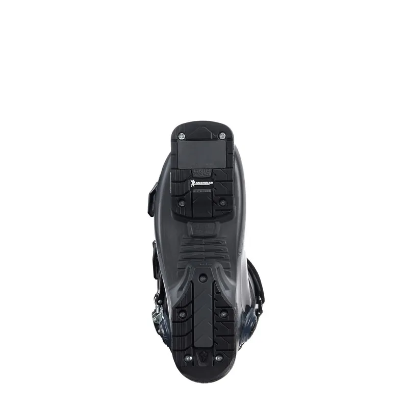 Vista inferiore di uno scarpone da sci Nordica Pro Machine 115 Women nero/antracite con logo Michelin.