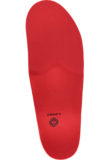 Rote Sidas Winter+ Sohle in voller Länge, mit Textur und Logo unten. Flashfit Thermoanpassung erkennbar.