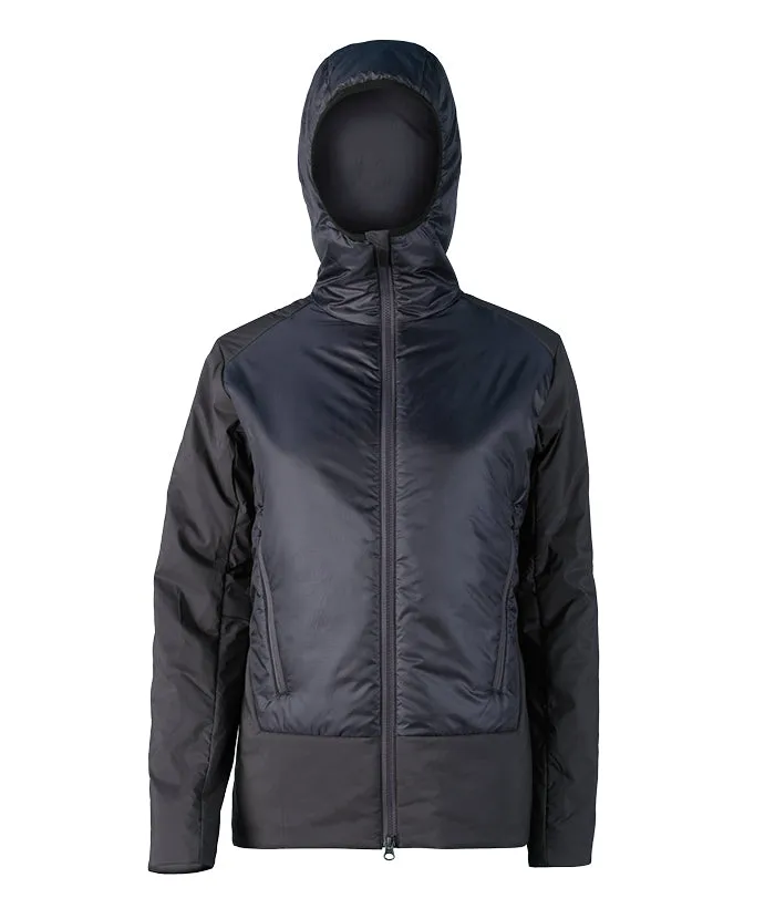 Dark blue, quilted Lenz Padded Jacket R2H 2.0 Women with hood and full-length zipper.