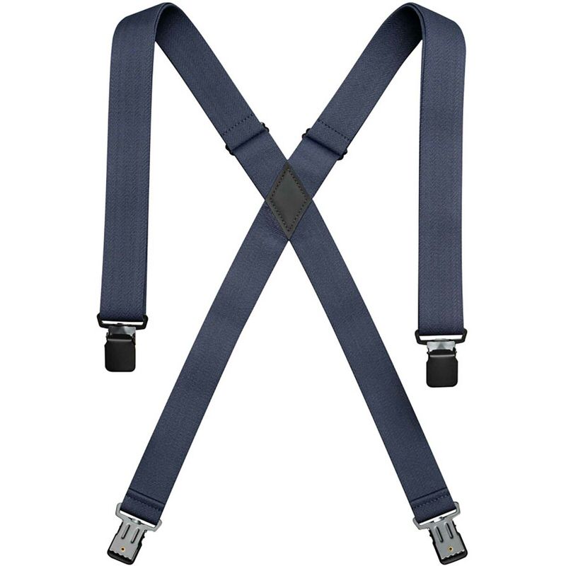 Motif X bretelles bleu marine Bretelles bleu marine à motif X avec clips argentés et noirs.