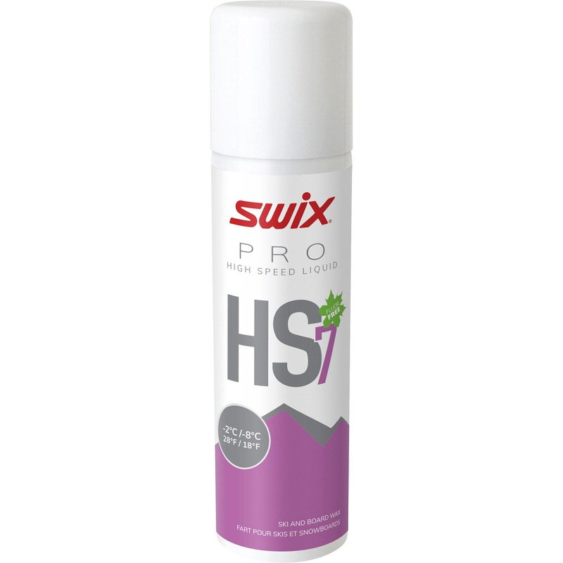 Weisse Sprühflasche Swix HS7 Liq. Violet für Ski und Snowboard, Temperaturbereich -2°C bis -8°C.