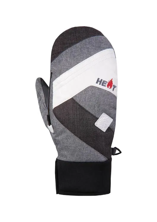 Graue Snowlife Mitten Short Lady mit HEAT-Logo und schwarzem Bündchen.