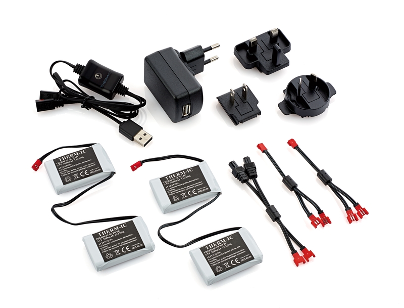 Therm-ic Gants chauffants Batteries Therm-ic Ultra Heat Boost Gloves Batteries : quatre batteries, câble, adaptateur, chargeur.