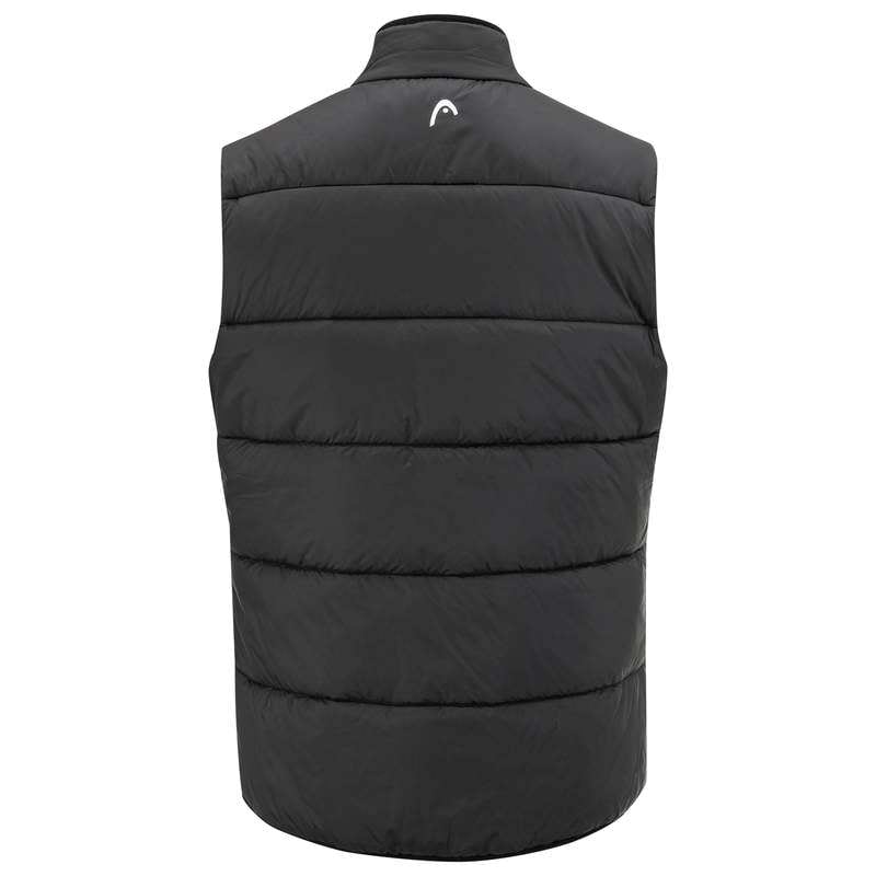Rückansicht der schwarzen Race Light Weste für Herren mit Head-Logo.