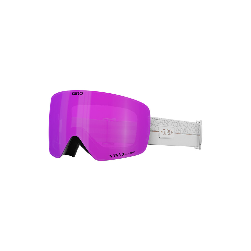 Giro Contour RS W Goggle Giro Contour RS W Vivid Goggle mit pinkfarbener Scheibe und weißem Band.
