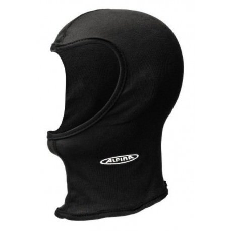 Cagoule/couvre-chef noir de Alpina, avec l'inscription Alpina.