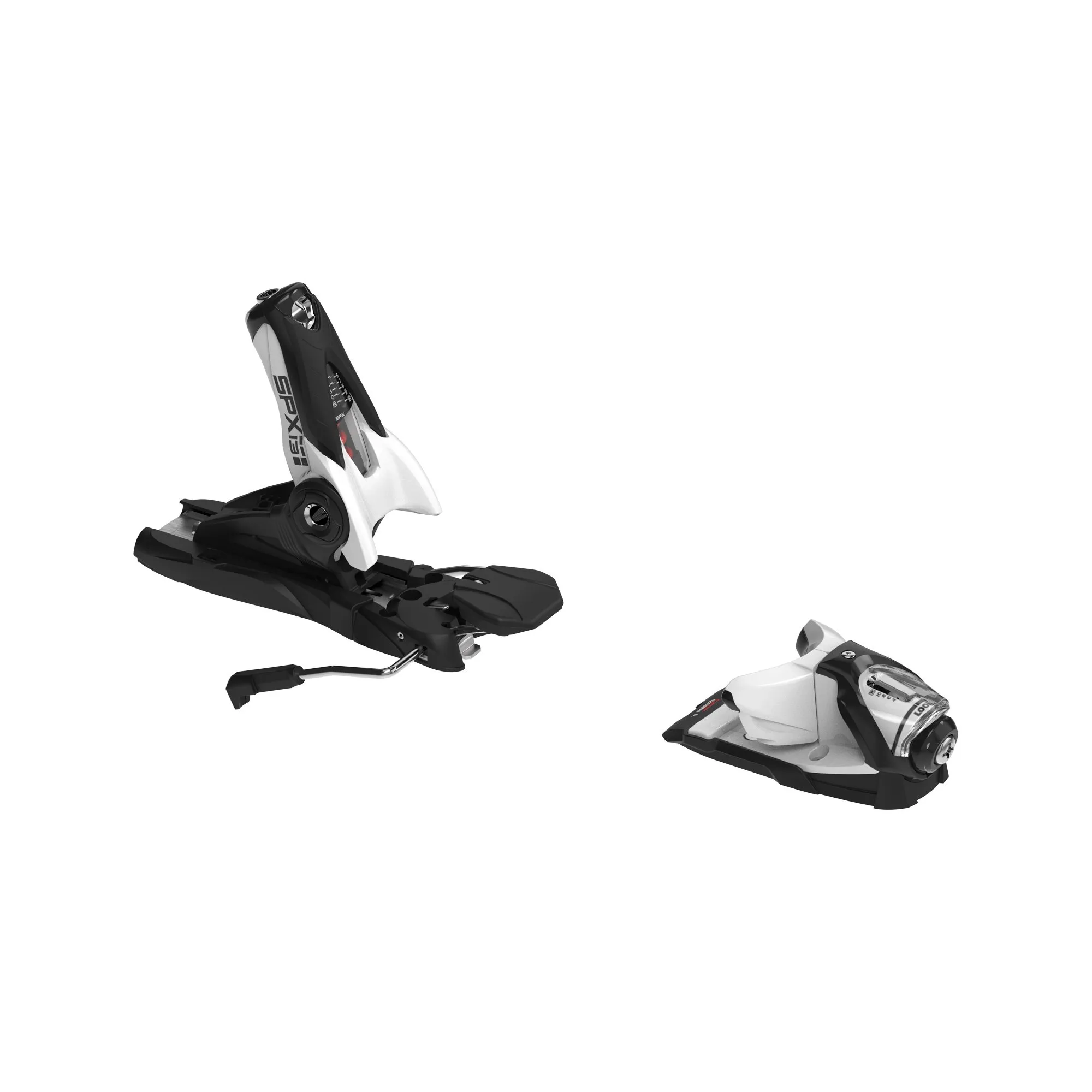 Ski-Bindung, Look SPX 13 GW White: Vorder- und Hinterbacken, schwarz-weiß, mit R22 Raceplate für Ski.