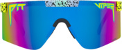 Blaue Pit Viper Sonnenbrille mit Farbverlauf und Muster am oberen Rand.