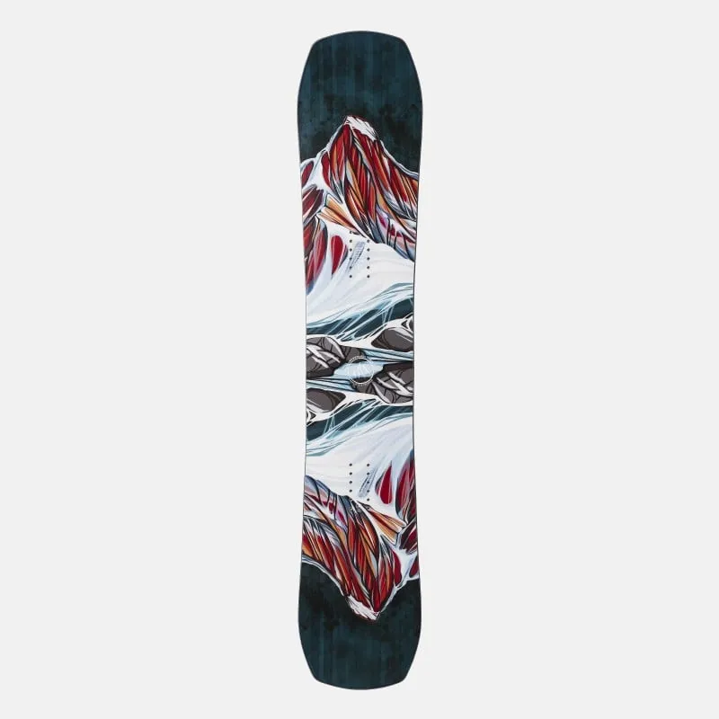 Snowboard Twin Sister mit Bergmotiv, symmetrisches Design.