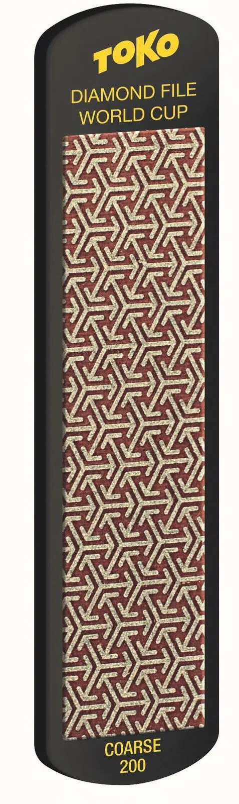 Oblong diamond file with pattern, coarse 200 grit, for ski and snowboard edges.