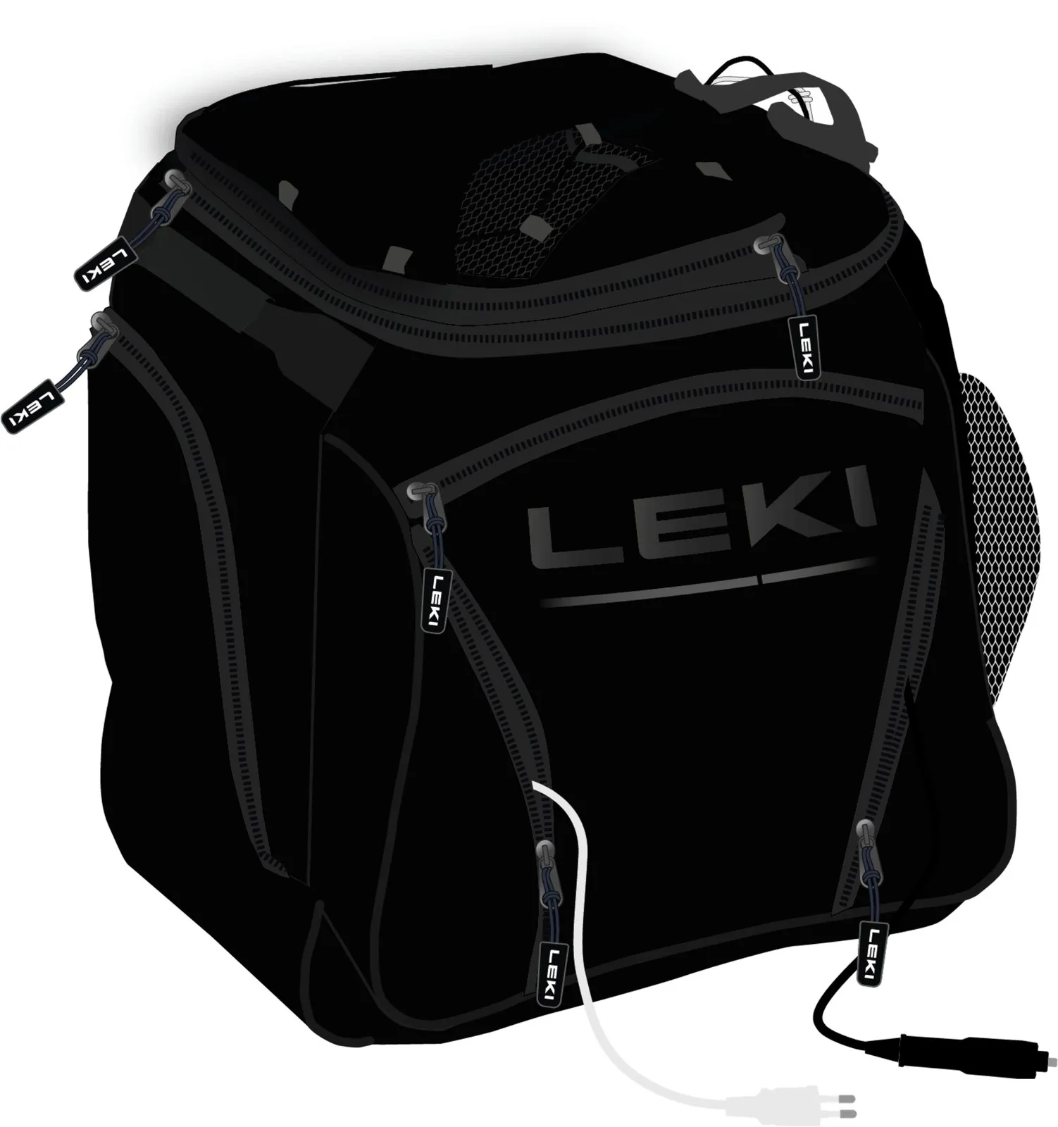 Sac noir Leki Bootbag Hot avec fermetures éclair, câble et logo Leki.