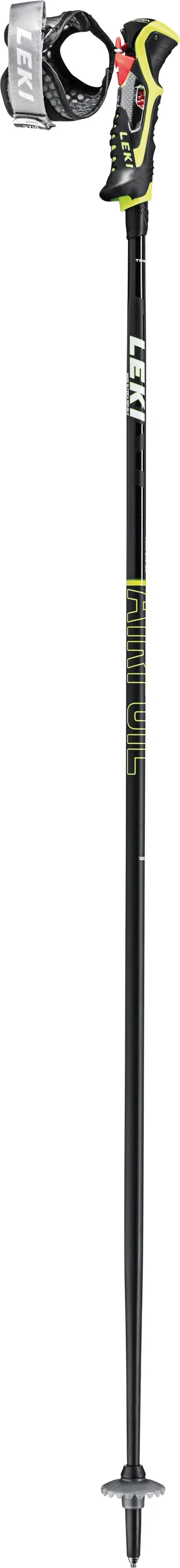 Bâton de ski noir Leki Airfoil 3D avec poignée Trigger S, dragonne et rondelle alpine.