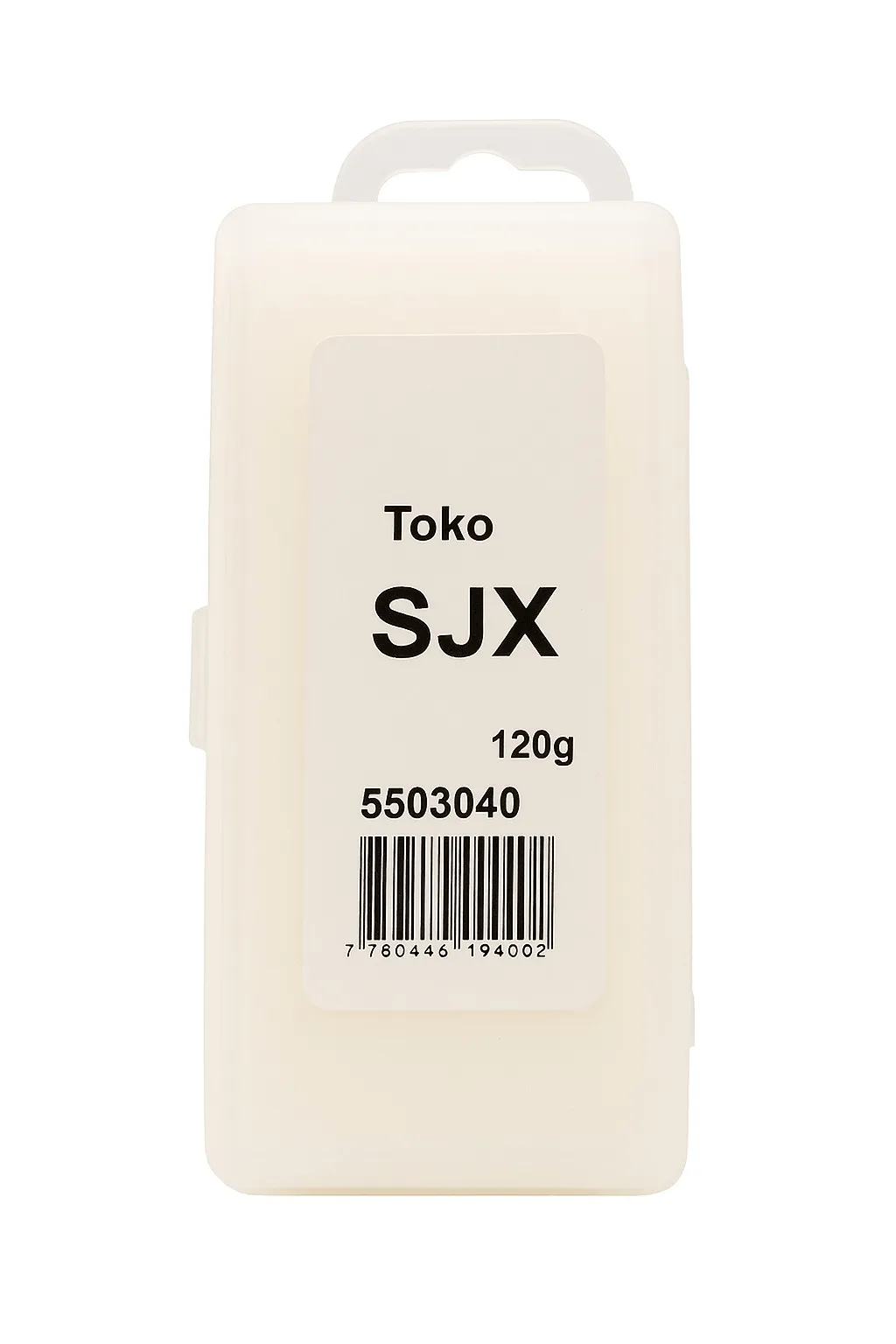 White box with the imprint "Toko SJX 120g" and a barcode. The product is racing kerosene (hot wax).