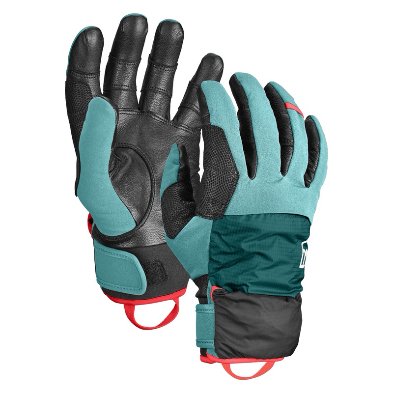 Guanti Ortovox Tour Pro Due guanti Ortovox Tour Pro Cover W Ice Waterfall, uno con palmo, uno con materiale esterno.