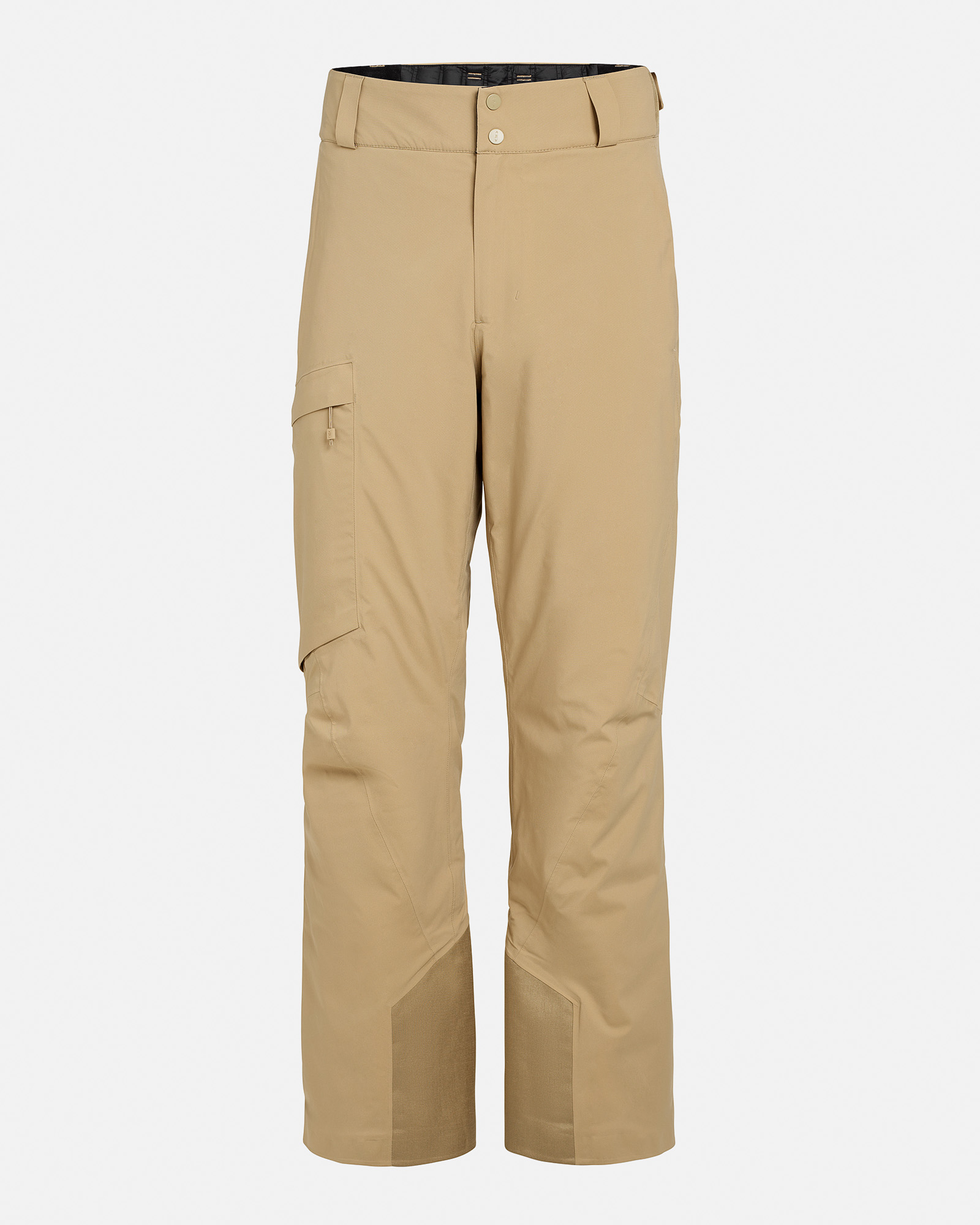 Pantalon GORE-TEX couleur sable Pantalon P-1 GORE-TEX 2L Stretch Insulated couleur sable vu de face. Poche sur la jambe gauche, extrémités des jambes renforcées.