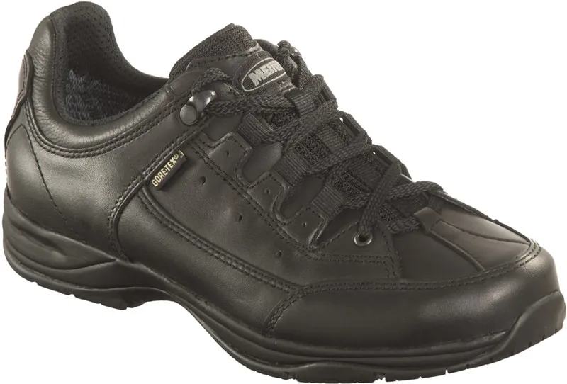 Schwarzer Meindl Wachdienst HS Lady GTX Halbschuh aus Leder mit Gore-Tex Membran und Schnürung.