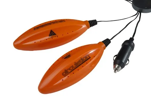 Orange Alpenheat Shoe dryer with UV light and car adapter.