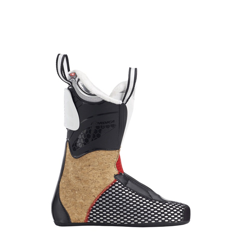 Nordica Skischuh Damen Innen-Skischuh von Nordica Pro Machine 115 Women, seitliche Ansicht. Kork, schwarzes Gittermuster, Zuglaschen.