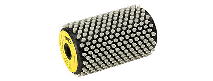 Graue Toko Rotary Brush Nylon mit gelbem Aufkleber und Borsten auf einem weißen Hintergrund.