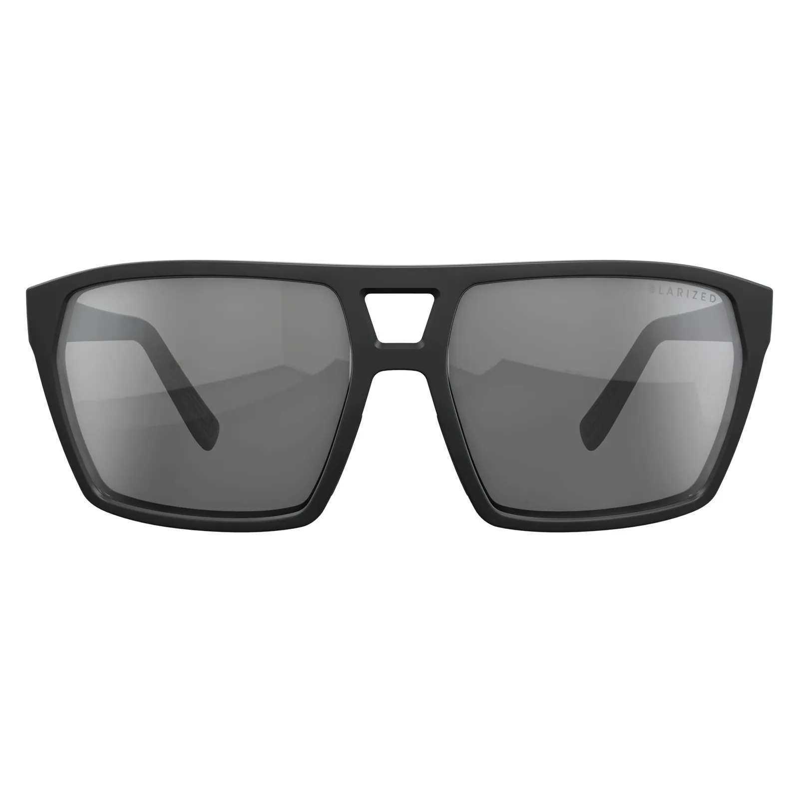 Black polarized SCOTT Tune glasses with grey lenses, front view.