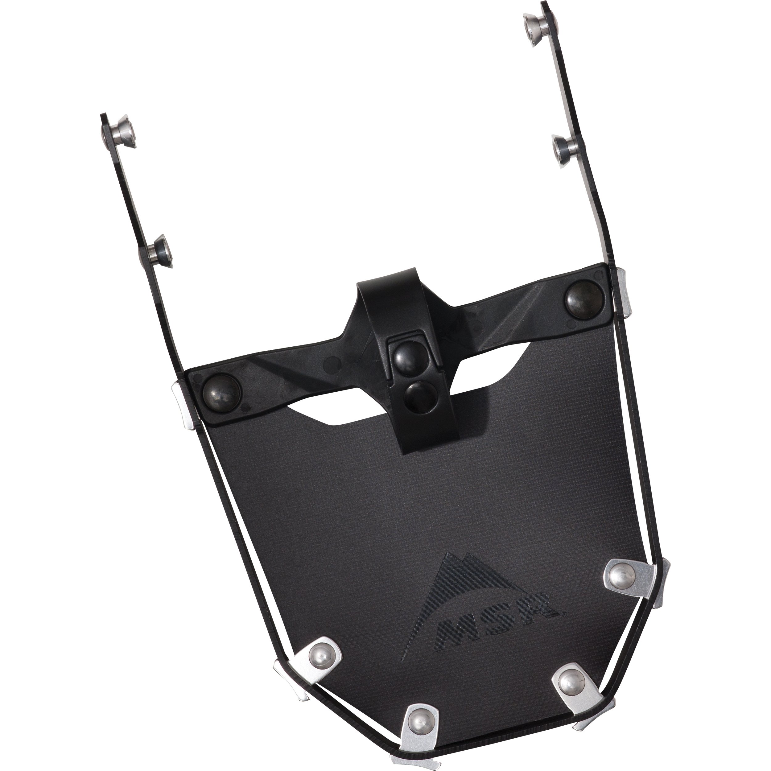 Schwarze Lightning Tail Schneeschuh-Verlängerung mit Metallschnallen und Befestigungsschlaufen.