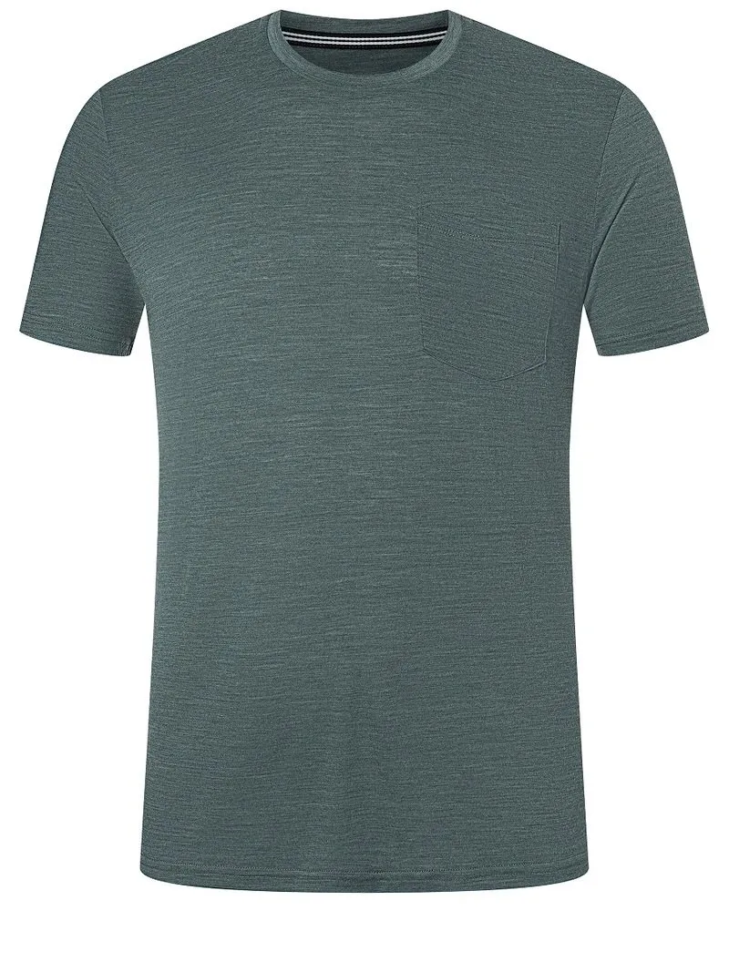 T-shirt City grigia da uomo Super.Natural con tasca sul petto, scollo rotondo e maniche corte.