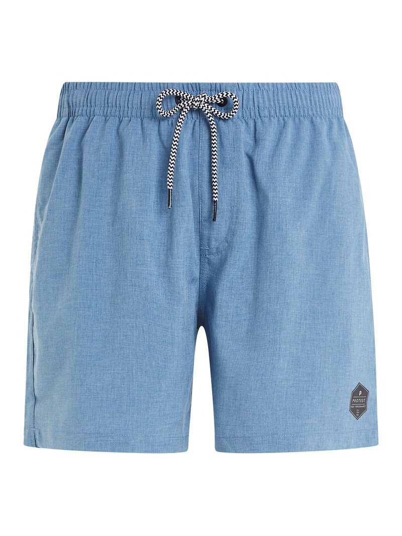 Helle blaue Protest Davey Badeshorts mit Kordelzug und Logo.